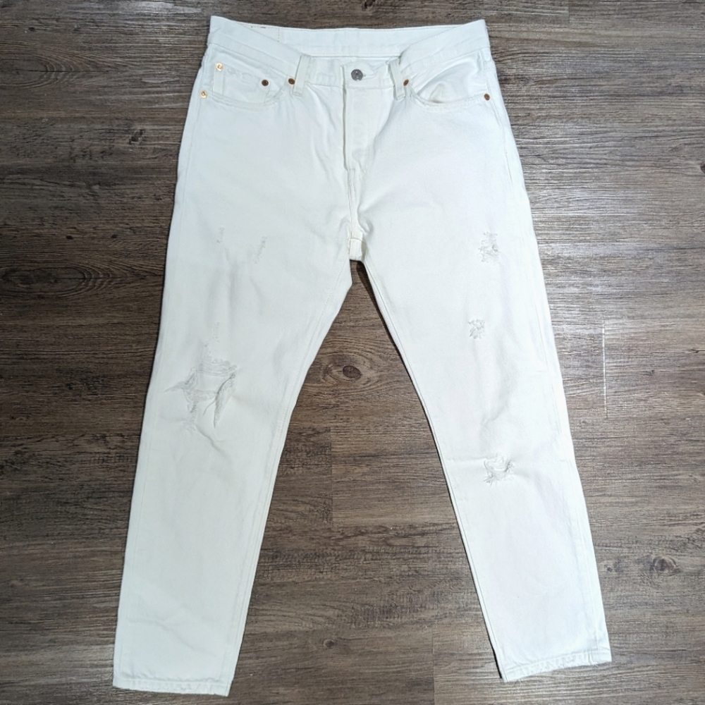 Levi's 501 White Distressed Jeans